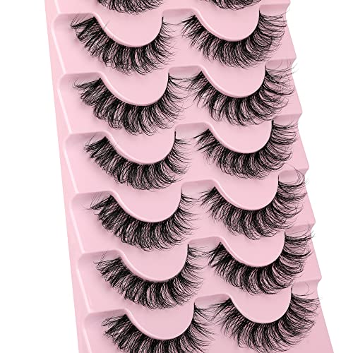 JIMIRE Faux Mink Eyelashes Russian Strip Natural Look Wispy Light 13MM 7 Pairs - Image 26