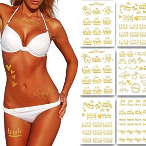 Team Bride Bachelorette Metallic Tattoos (6 Sheets) Gold and Silver Party Favors
