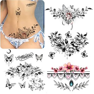 Flower and Butterfly Temporary Tattoo Kit - Realistic, Waterproof, & Long-Lasting