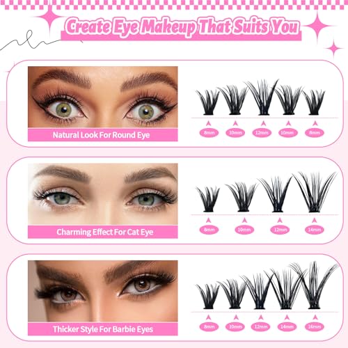 Lash Extension Kit 320 Pcs Individual Lashes 40D Cluster Easy to Apply 116A - Image 3