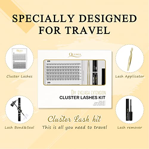 QUEWEL Lash Extension Kit, Clusters Bond & Seal, Applicator Tool, Glue Remover, Natural Look (FDD-H01-kit) - Image 118