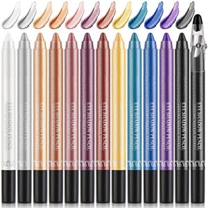 NewBang 12 Colors Eyeshadow Stick, Cream Shimmer Eye Shadow Pencil, Waterproof & Longlasting