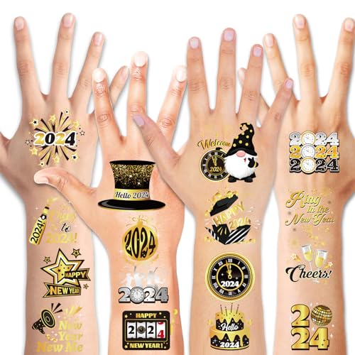 New Year Party Favors Tattoos Stickers 72pcs 2024, Happy New Year Eve Decorations - Image 2