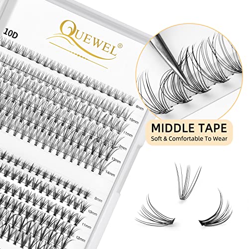QUEWEL 240Pcs 10D+20D D Curl Mix8-14mm Lash Extensions Clusters Soft&Natural False Eyelashes Individual - Image 2