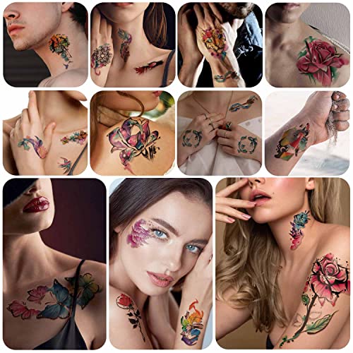 Temporary Tattoo 77 Sheets Half Arm Flower Dream Catcher Cat Goldfish Fake Tattoos for Adults Shoulder Neck - Image 3