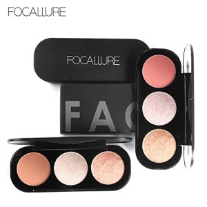 FOCALLURE 3 Types 3 Colors Blush Highlighter Bronzer Palette Contour Shadow