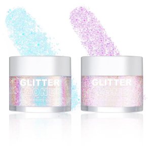 HEQU Holographic Body Glitter Gel Color Changing for Festival Party Makeup, Vegan & Cruelty-Free (Golden+Pink)