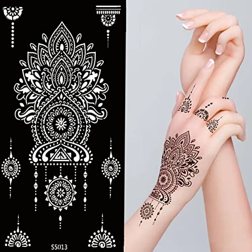 PPVWEY 12 Sheets Tattoo Stencils Kit Reusable Arabian Indian Stickers for Face Body Paint DIY(12P-2) - Image 3