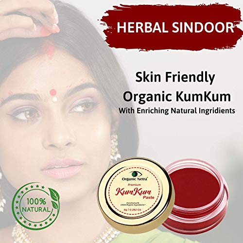 Organic Netra Sindoor/KumKum Paste 8gm (RED) - Chemical-Free, All Natural, Water Resistant - Image 3