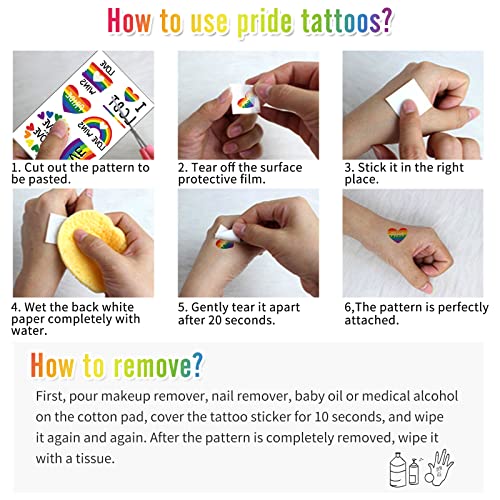 Pride Tattoos Rainbow Stickers 80 Pcs LGBT Parade Festival Waterproof - Image 3
