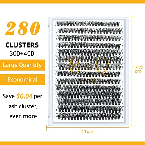 Lash Clusters 280 Pcs 40D-0.07D-9-15MIX B&Q LASH Individual Lashes C D Curl Eyelash Clusters Soft Volume - Image 21
