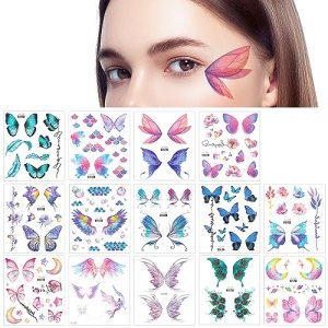 Exquisite Butterfly Angle Wings Glitter Tattoo Stickers for Women Girls