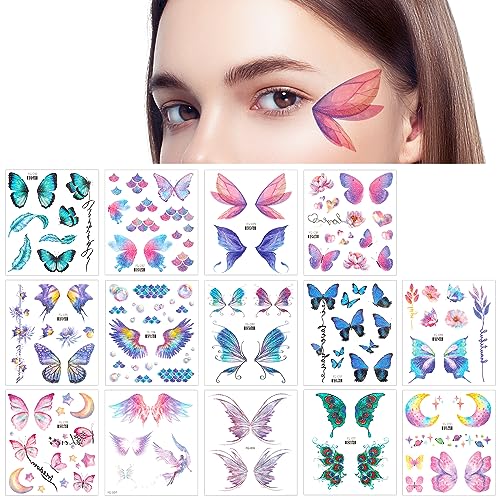Exquisite Butterfly Angle Wings Glitter Tattoo Stickers for Women Girls