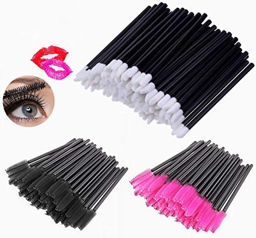 100pcs Disposable Eyelash Mascara Brushes + 100pcs Disposable Lip Brushes