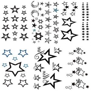 Yesallwas Cute Black Moon Sky Stars Temporary Tattoo Waterproof Art Fake Tattoo Stickers 6cm x 10.5cm