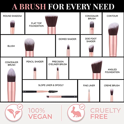 13-Piece Bamboo Makeup Brushes Set - Vegan & Cruelty Free - Eye Shadow, Eyebrow, Eyeliner, Blending, Foundation, Blush, Powder Kabuki Brushes - Image 7