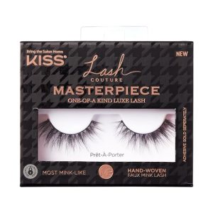 Kiss Lashes Couture Masterpiece Fake Eyelashes Style 01, Black, Faux Mink