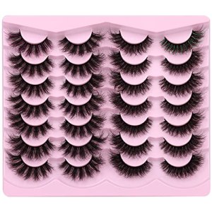 Newcally Fluffy Wispy Faux Mink 8D Volume Cat Eye Lashes 18MM 2 Styles Mixed 14 Pairs