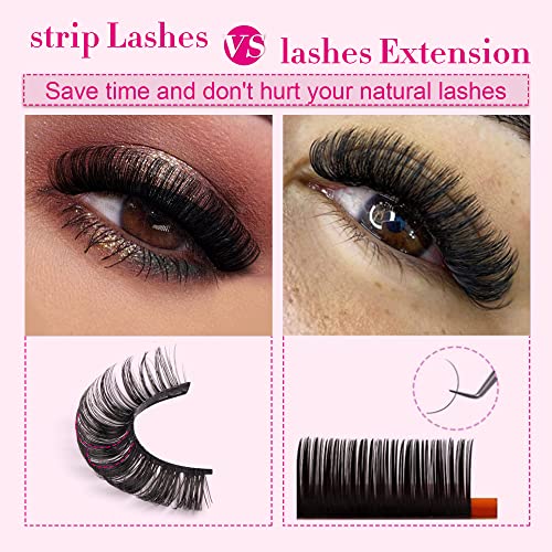JIMIRE Cat Eye False Eyelashes Wispy 3D Faux Mink Lashes Fluffy Crossed Volume 16 Pairs - Image 5