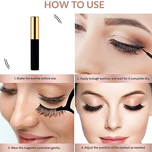 FEITA Magnetic Eyelashes Kit with Eyeliner - 10 Pairs Natural Look - Image 4