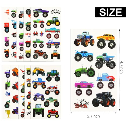 KUIING 100 Sheets Kids Temporary Tattoos Paper, Traffic Off-Road Car Tatouage Temporaire Enfant, DIY Cartoon Enfant Temporaire Tattoo, Waterproof Fake Tattoos Sticker - Image 2