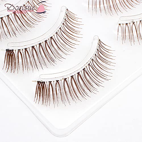 Dorisue Brown Natural False Lashes 3D Cat Eye Look 4 Pairs Pack - Image 3