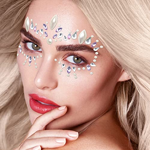 Face Jewels Sticker, 4pcs Rhinestone Mermaid Temporary Tattoo Stickers - Image 3