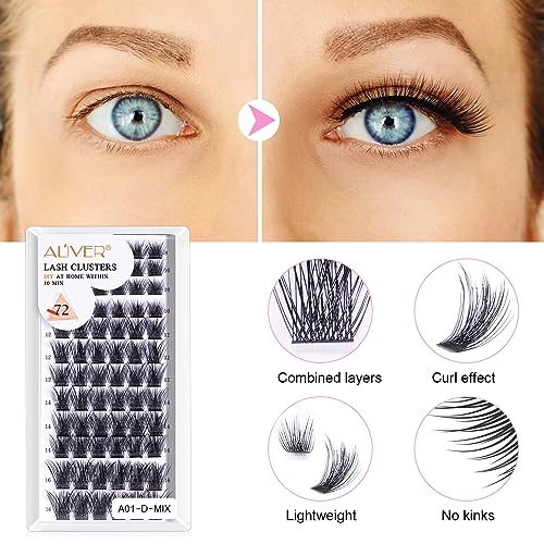 Lash Bond and Seal for Eyelash Extensions, 72pcs Lash Clusters Tweezer Waterproof Long-Lasting DIY - Image 4