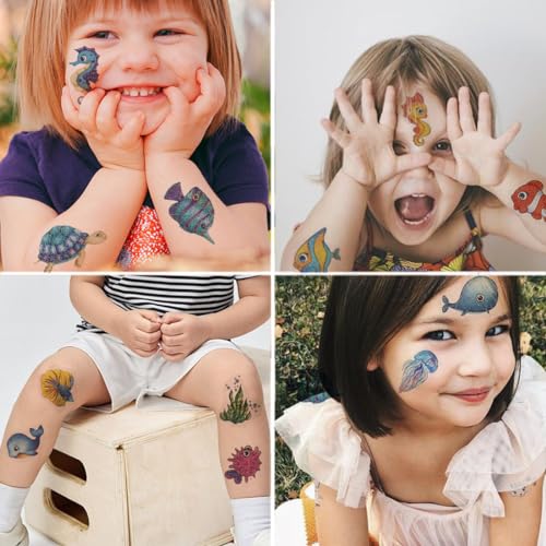 Glitter Styles Under the Sea Creature Temporary Tattoos for Kids - 120+ Ocean Styles - Image 2