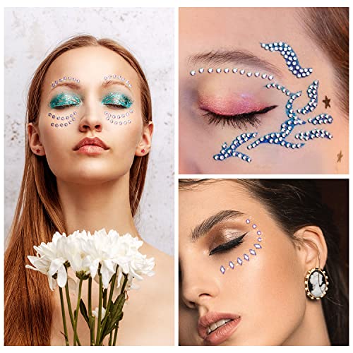 KINBOM 9 Sheets Face Gems Stickers, Self-Adhesive Rhinestones for Makeup Face Diamonds Face Jewels Stick on Pearl Stickers for Face Eye Body Nail Festival Party - Image 3