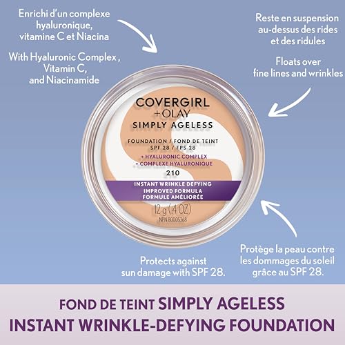 Simply Ageless Instant Wrinkle Defying Foundation SPF 28, Hyaluronic Complex, Vitamin C, 12g - Image 2