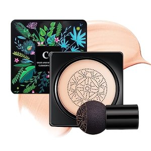 Mushroom Head Air Cushion CC Cream Foundation, Lasting Moisturizing BB Cream, Matte Even Skin Full Coverage Face Makeup Primer - 02 Natural Color ZHISHUDL