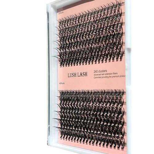Lush Lash EYE LASHES 240 Individual Clusters DIY Fluffy Extension Kit Natural Look 09-16mm C Curl Eyelashes - Image 2