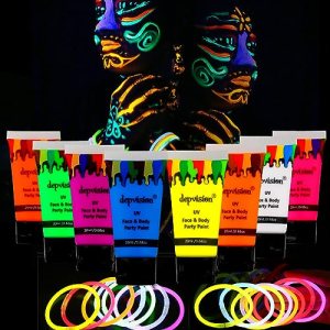 Depvision Glow in the Dark UV Face and Body Paint 8 x 20 ml Neon Blacklight Reactive