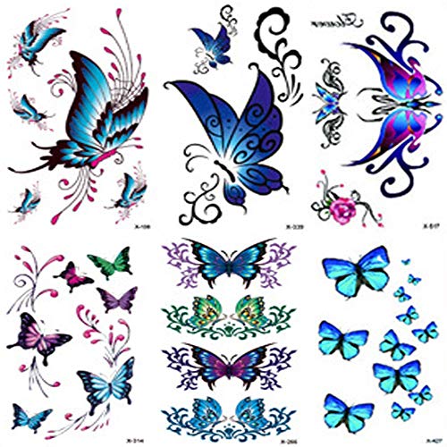 Butterfly Temporary Tattoos for Women Waterproof Sexy Body Stickers 6cmx10.5cm