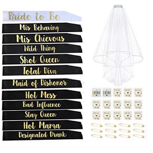 Bachelorette Party Bride to Be Kit - Bride Tribe Sash Set for Bridal Shower (30PCS)