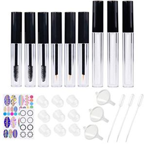 Kare & Kind 9pc Empty Refillable Mascara, Eyeliner, Lip Gloss Vials - DIY Makeup Containers, Travel Size