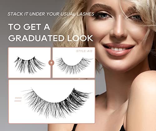 Half Lashes Wispy 3D Faux Mink Natural Look Clear Band 7 Pairs C03 - Image 3