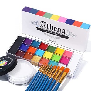 UCANBE Athena 20-Color Face Body Paint Palette + Setting Powder + 10PCS Brushes Set