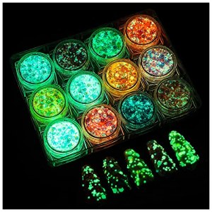 12-Color Glow in The Dark Body Face Glitter Gel Makeup UV Black Light Glitter