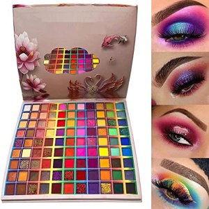 99 Colors Eyeshadow Palette, Matte Shimmer Glitter Fusion Makeup, Professional High Pigmented Waterproof Long Lasting Pearlescent Eye Shadow