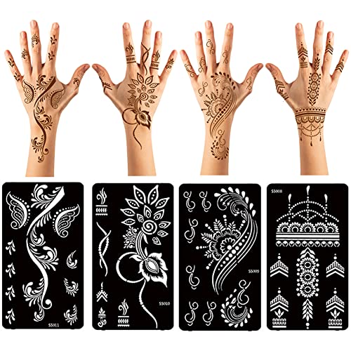 PPVWEY 12 Sheets Tattoo Stencils Kit Reusable Arabian Indian Stickers for Face Body Paint DIY(12P-2) - Image 5
