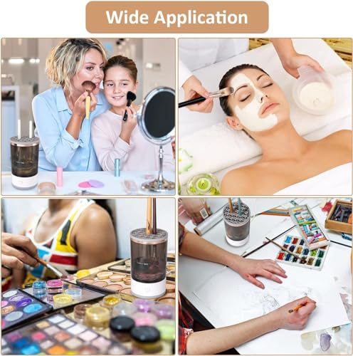 Electric Makeup Brush Cleaner Machine, USB Make up Brush Cleaner, Portable Electric Makeup Brush Cleaner, Makeup Brush Cleaner Machine with Makeup Brush Cleaner Mat for All Size Makeup Brush TamBee - Image 2