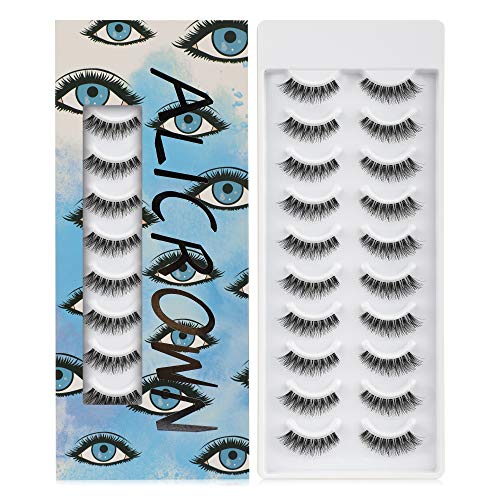 ALICROWN False Eyelashes Natural Lightweight Handmade Lashes-BLUE (10 Pairs)