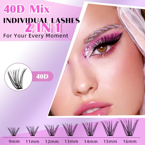 Lash Clusters 280 Pcs 40D-0.07D-9-15MIX B&Q LASH Individual Lashes C D Curl Eyelash Clusters Soft Volume - Image 45