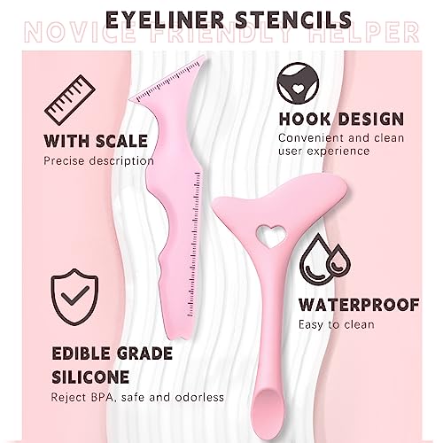 Eyeliner Stencils 5 in 1 Silicone Winged Tip Eyeliner Eyebrow Eyelash Contour and Lip Line Aid Mascara Shield Applicator Guard Pads Professional Quick Eye Makeup Tool Beginners Friendly HOSAILY 0.50 Ounce (Pack of 2) - Image 3