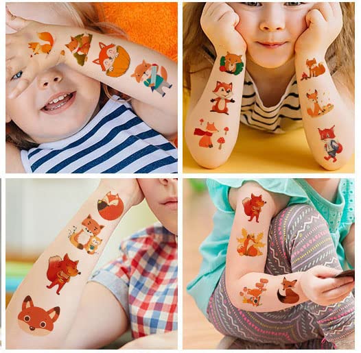 Fox Temporary Tattoos Woodland Animals Cute Cartoon Waterproof Sticker 120pcs - Image 2