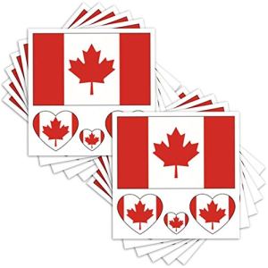 Canada Flag Tattoos, 48 Pc, 12 Packs, Temporary Tattoos, Canadian Flag Pattern