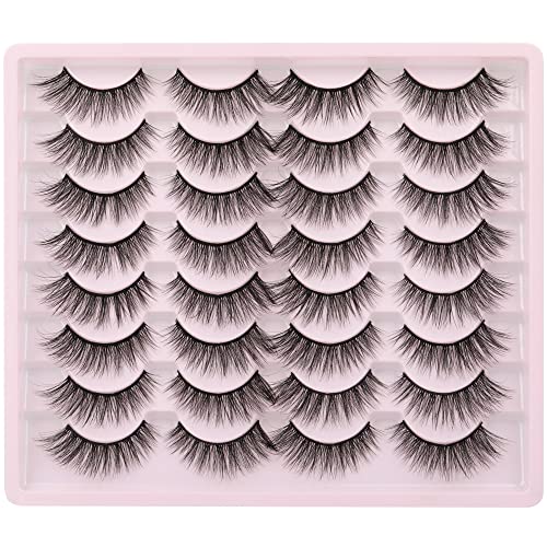 JIMIRE Cat Eye False Eyelashes Wispy 3D Faux Mink Lashes Fluffy Crossed Volume 16 Pairs - Image 13