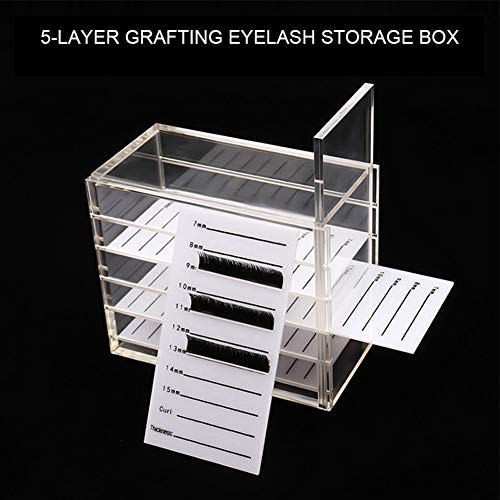 Eyelashes Storage Case Box Acrylic 5 Layers Eye Lashes Extension Organizer Tool Holders Sonew 4.7x3.9x2.5 Inch - Image 2